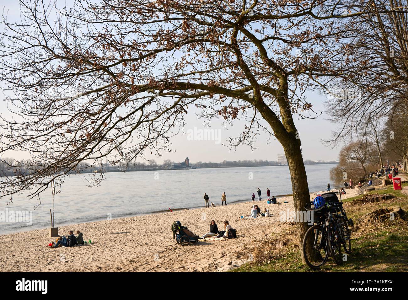 Hamburg, Germany. 09th Mar, 2025. Walkers enjoy the sunshine on the ...