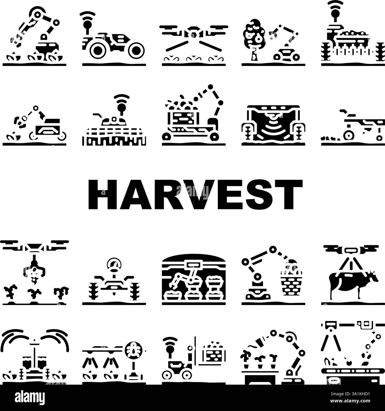 robot harvests automation icons set vector Stock Vector Image & Art - Alamy