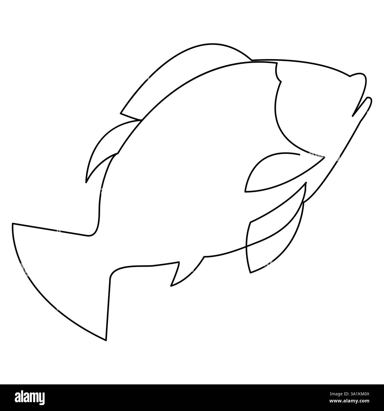 Simple Line Fish Fish continuous one line art drawing illustration hand drawn sketch ...