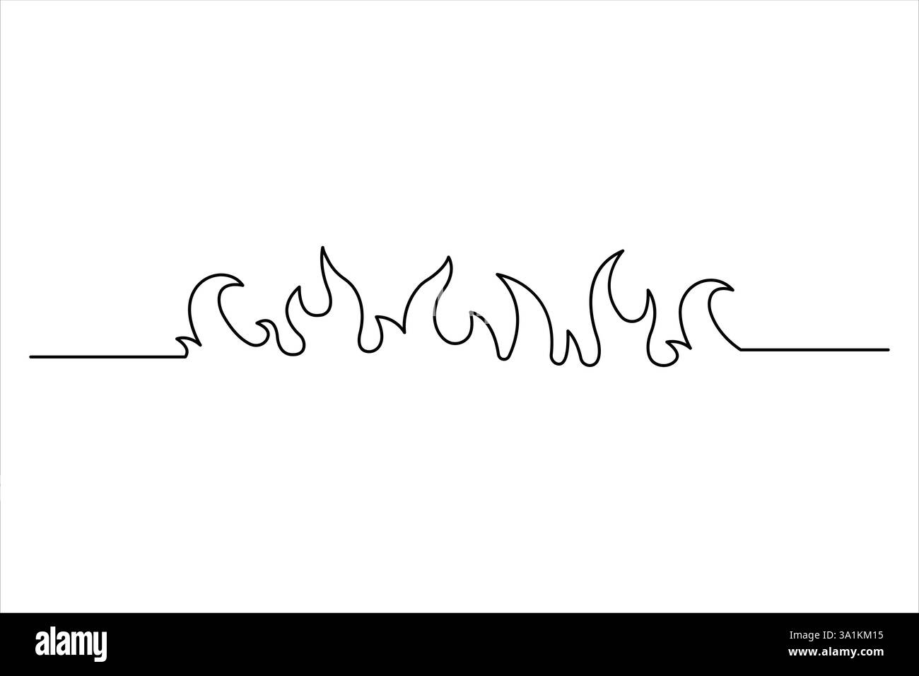 Continuous one line fire art drawing vector illustration Stock Vector ...
