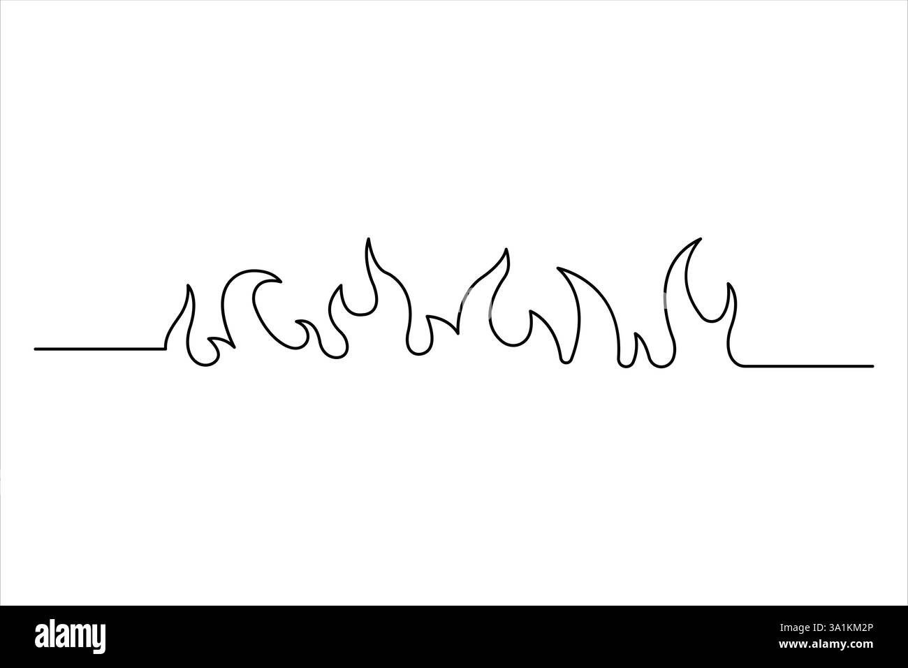 Continuous one line fire art drawing vector illustration Stock Vector ...