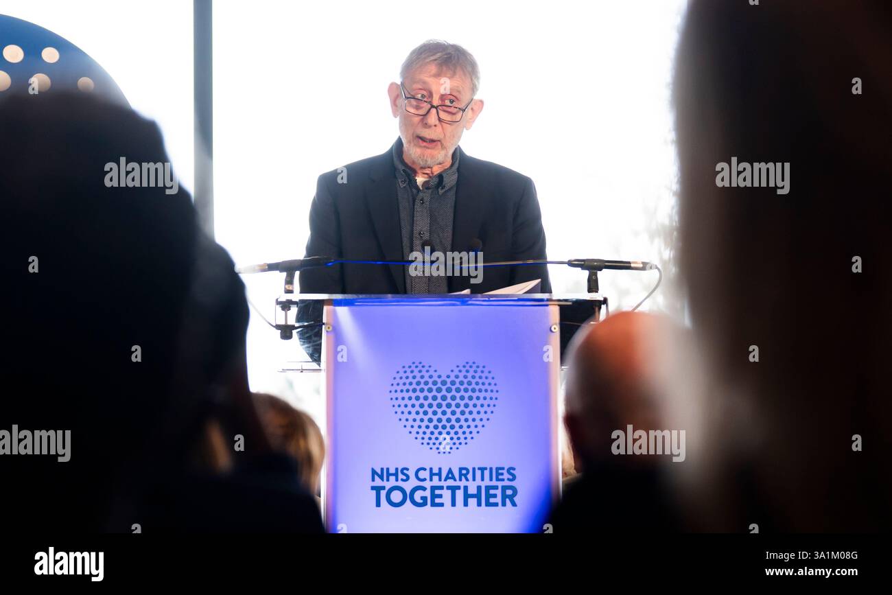 Author Michael Rosen during a ceremony marking the fifth anniversary of ...