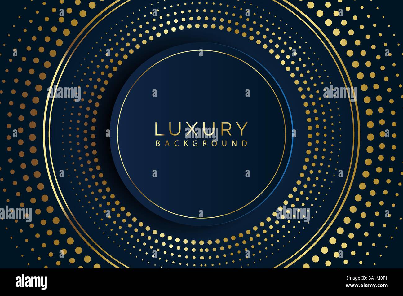 Premium background design with golden dotted circle on dark backdrop Stock Vector