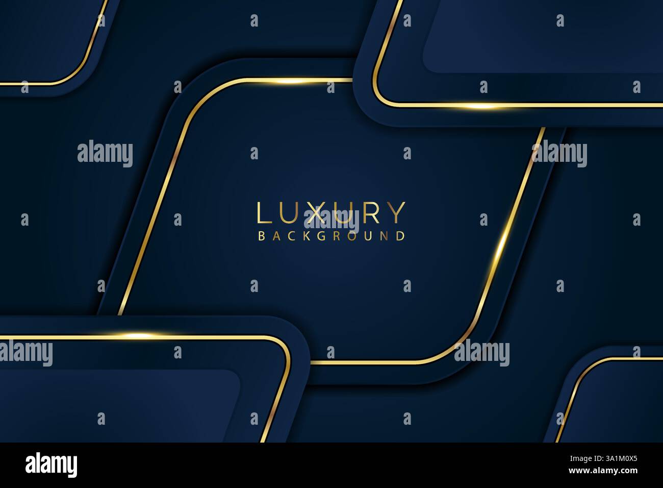 Luxury Golden lined dark blue cubes with blue color background Stock Vector