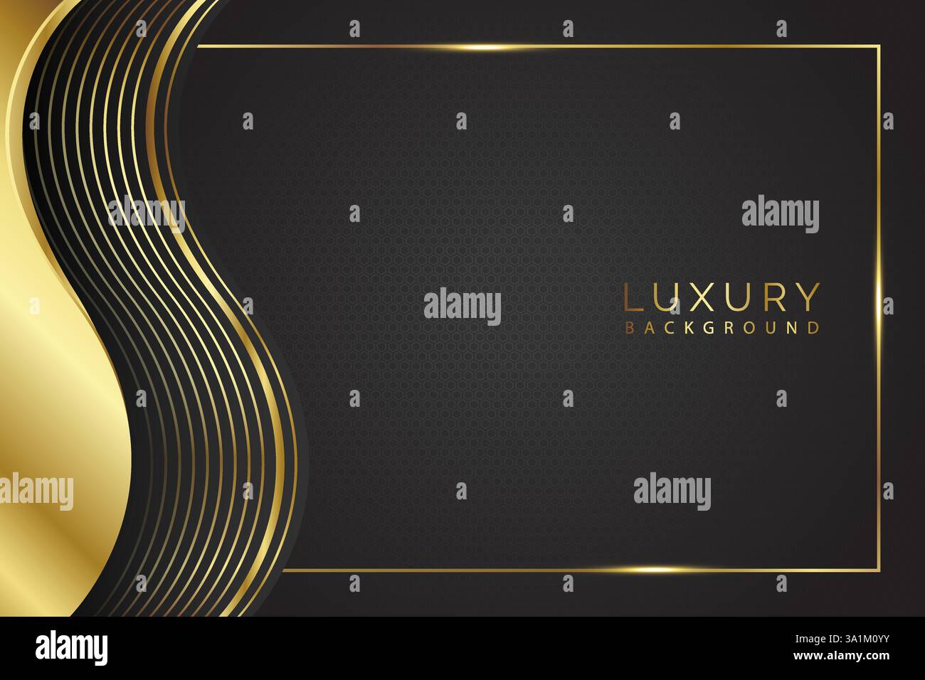 Premium background design with golden waved lines ondark backdrop Stock Vector