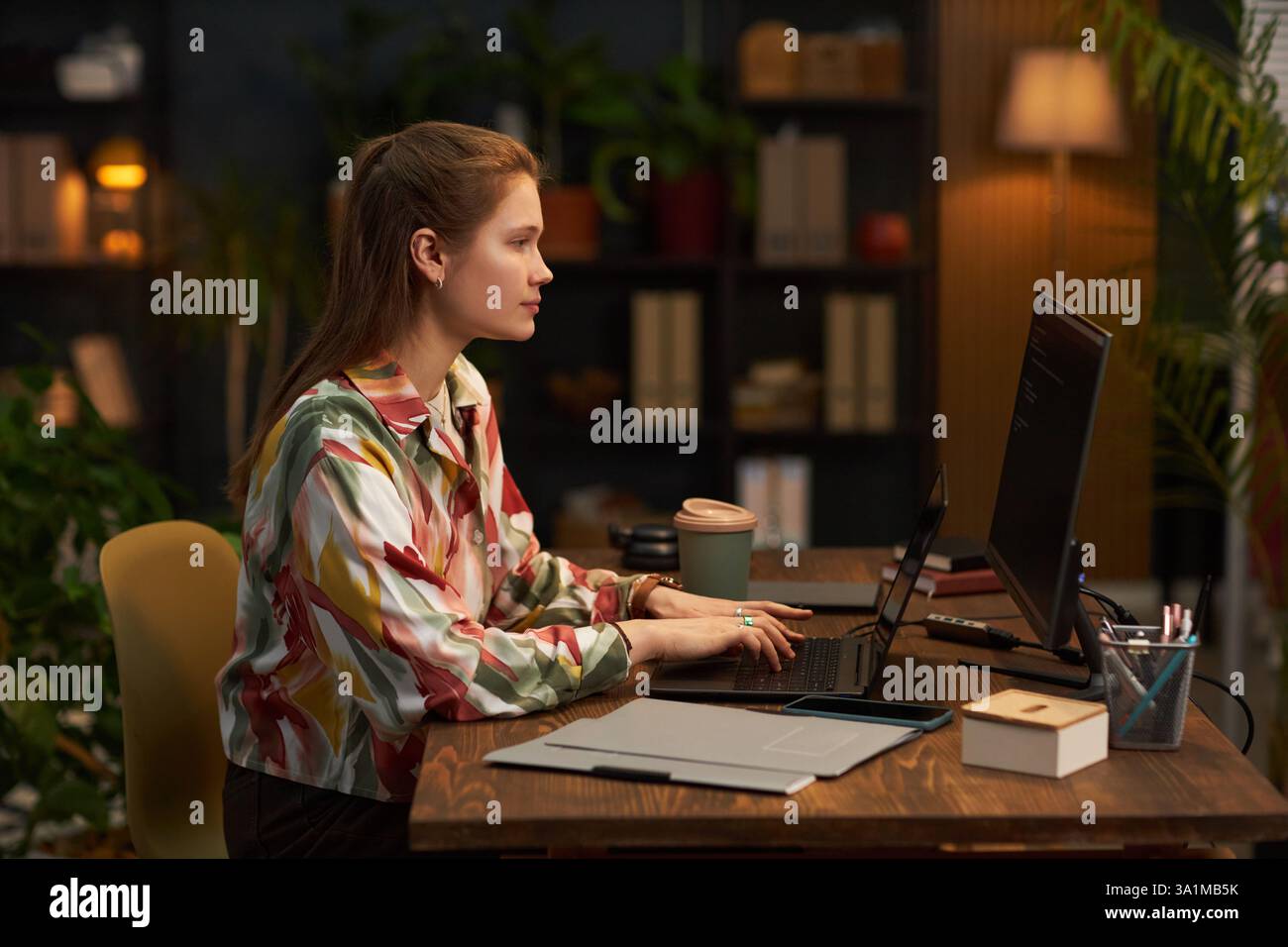 Manager Working With Script On Computer Stock Photo