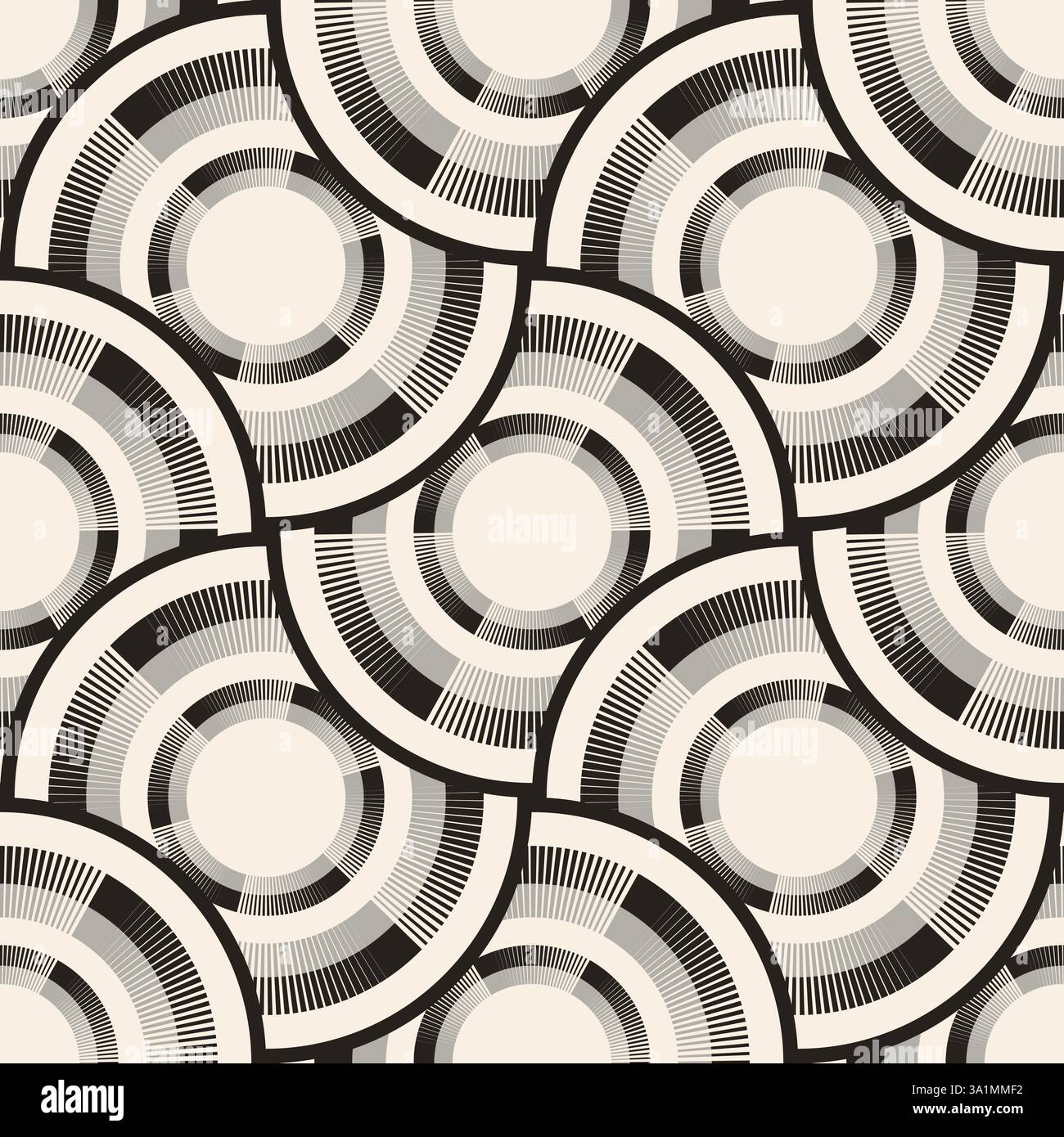 Black grey geometric pattern with concentric circles on beige background. Empty circles. Design element for logo, web pages, prints, posters, template Stock Vector