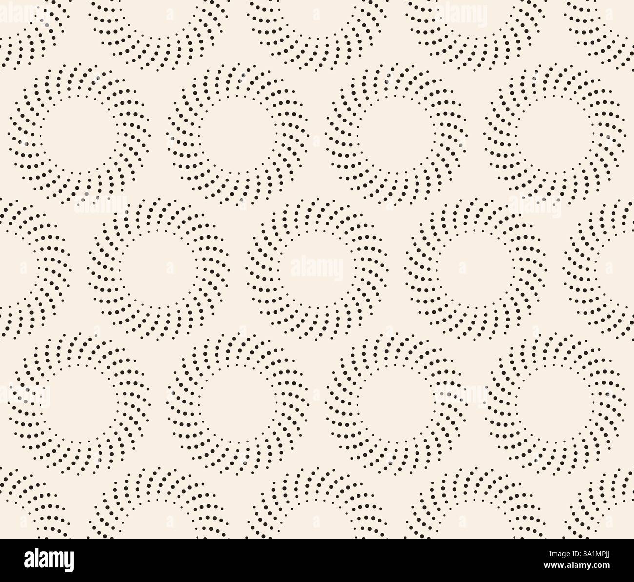 Black dotted simple circle pattern on beige background. Empty circles. Design element for logo, web pages, prints, posters, template. Stock Vector
