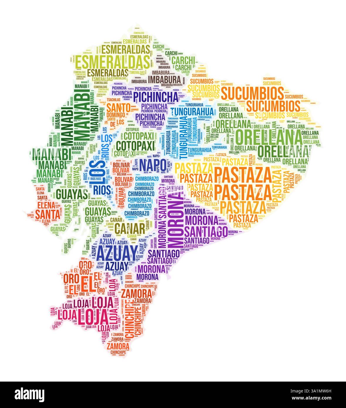 Ecuador region word cloud. Country shape design. Ecuador colored ...