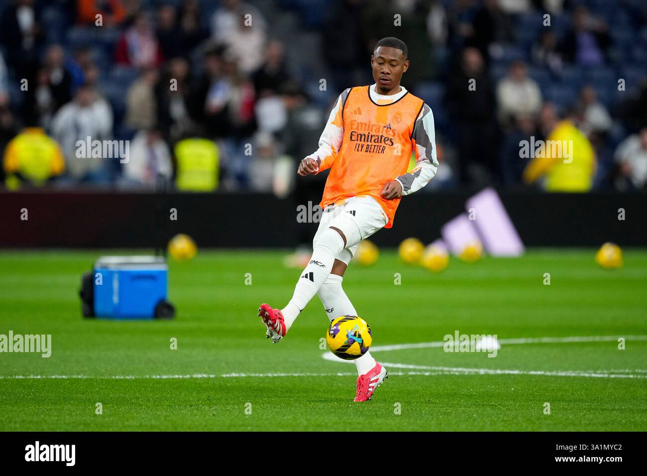 David Alaba of Real Madrid warms up during the Spanish League, LaLiga ...