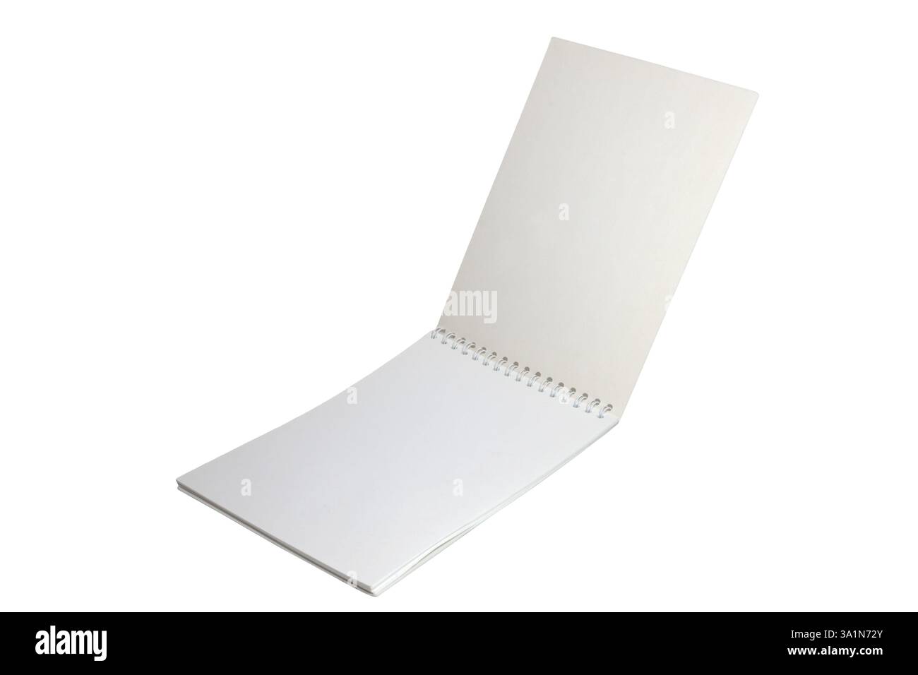 clean flip notebook with unlined pages on a binding spring. isolated on white background Stock Photo