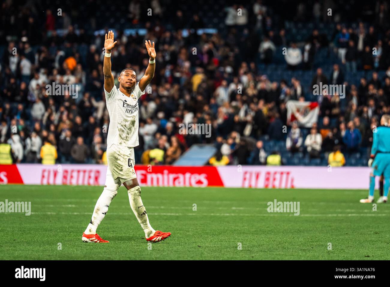 David Alaba of Real Madrid CF thanking the fans after the game during ...