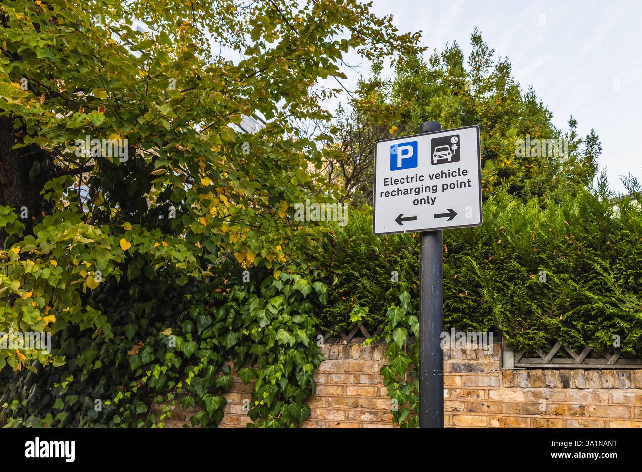 Electric Car Charging Station Information Sign Stock Photo