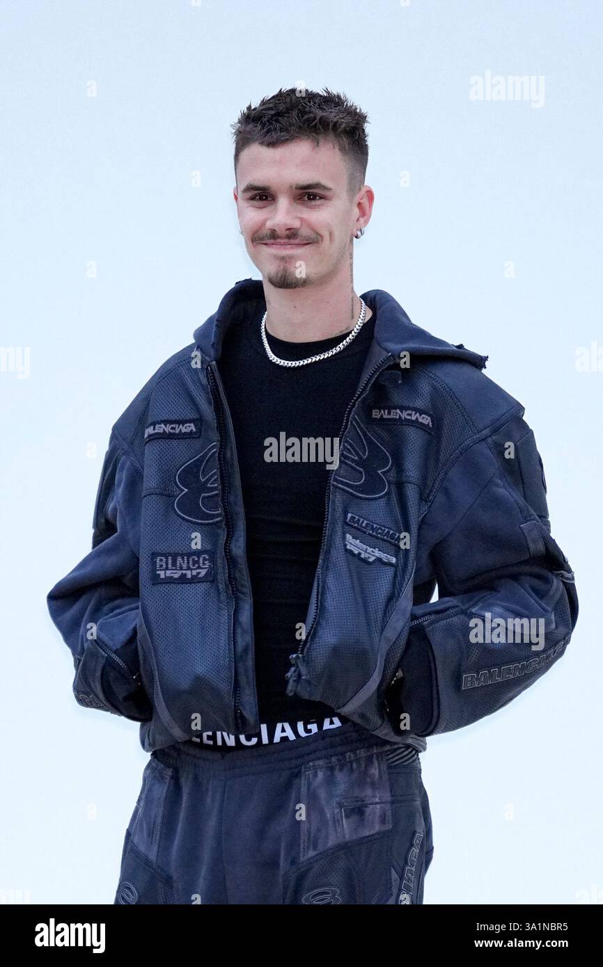Romeo Beckham upon arrival at the Balenciaga Fall/Winter 2025-2026 ...