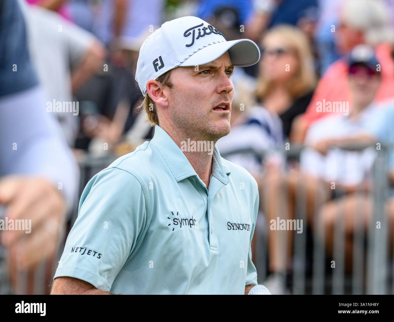March 9, 2025 Russell Henley walking off the 1st tee to start final round of the Arnold Palmer