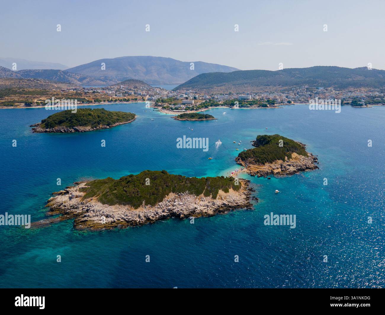 Panoramic View Of Ksamil Albanian Riviera Ksamil Islands Are Located 