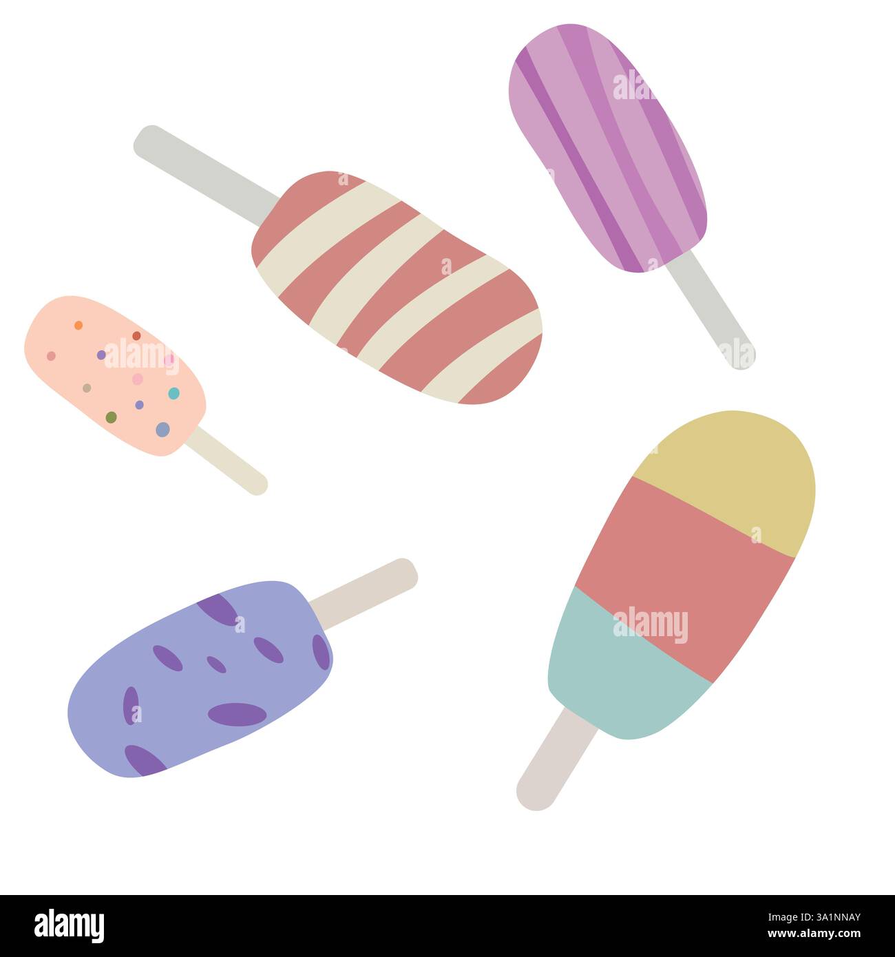 Sweet multicolored ice cream on a stick. Vector illustration Stock Vector