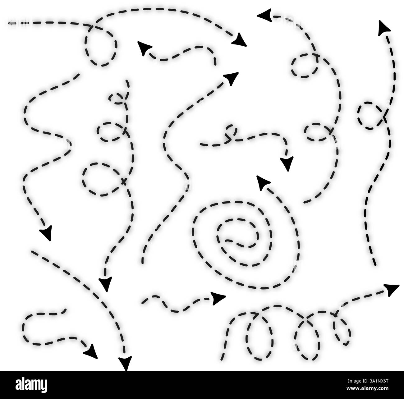 Abstract background with dash arrows going down, right, up. Vector illustration. Stock Vector