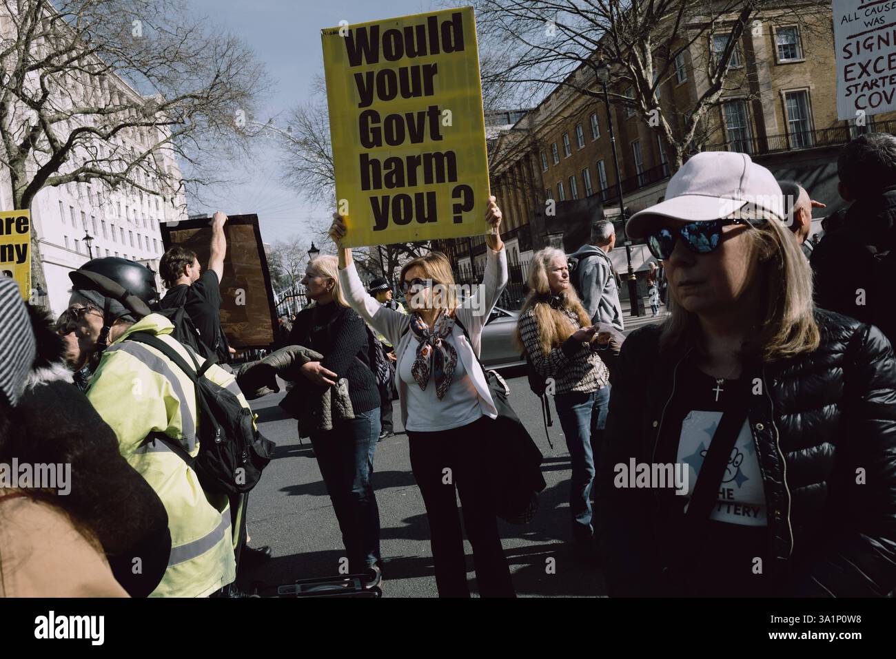 Anti-Vaccine Protest in London Demonstrators gather outside Downing ...