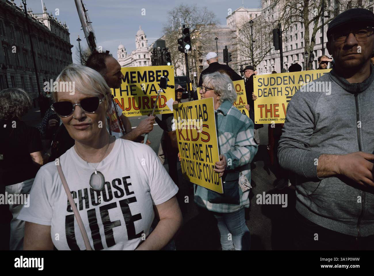 Anti-Vaccine Protest in London Demonstrators gather outside Downing ...
