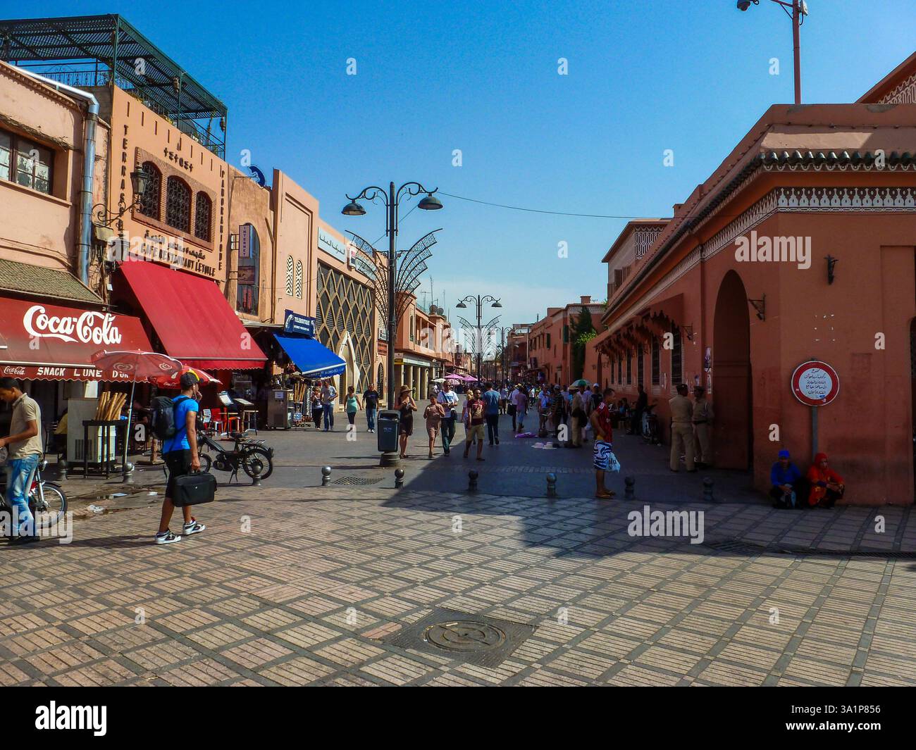 Shoppers near the Jemaa El Fna square in Marrakech, Morocco Stock Photo