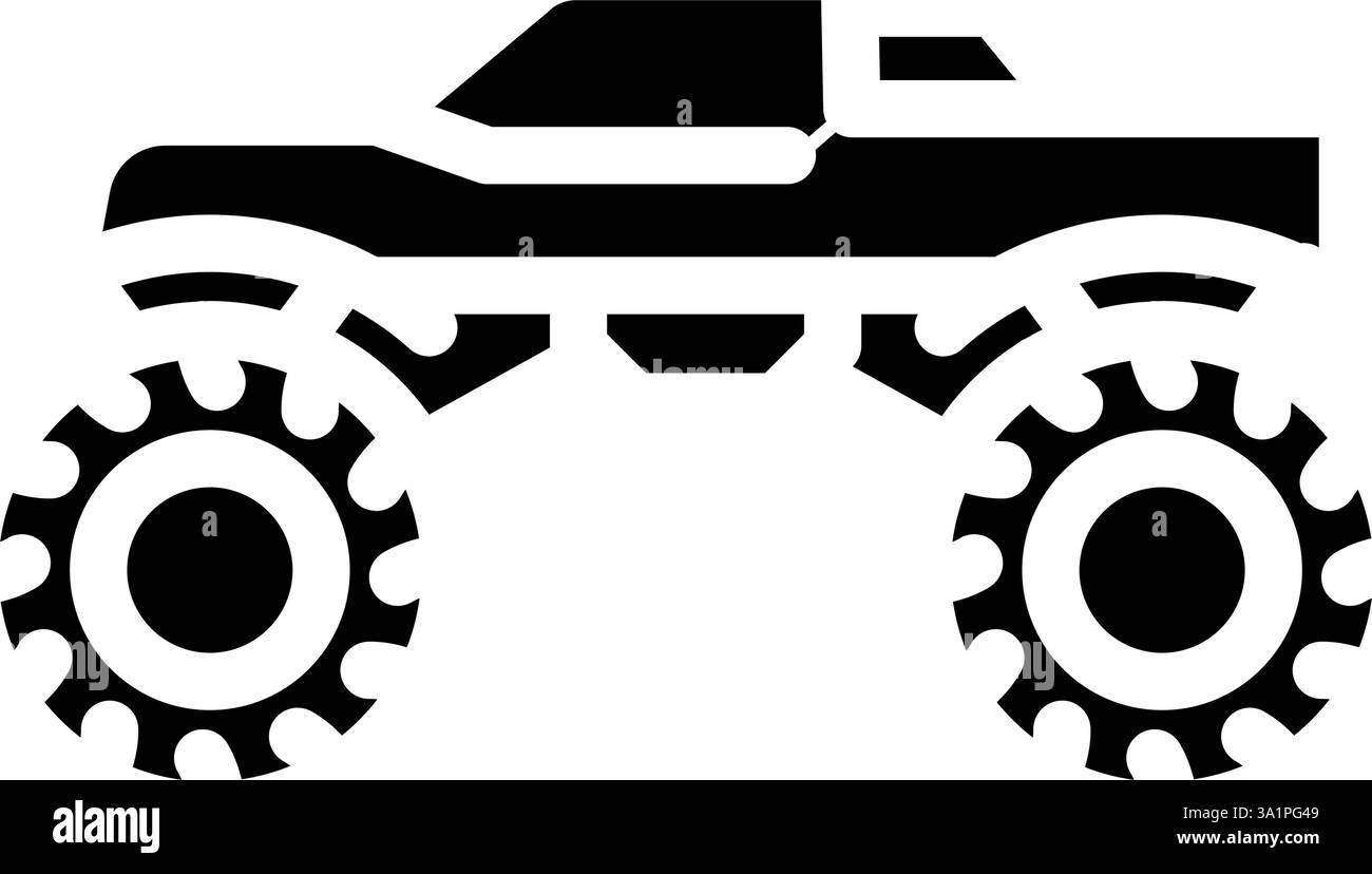 truck oversized tires redneck glyph icon vector illustration Stock ...