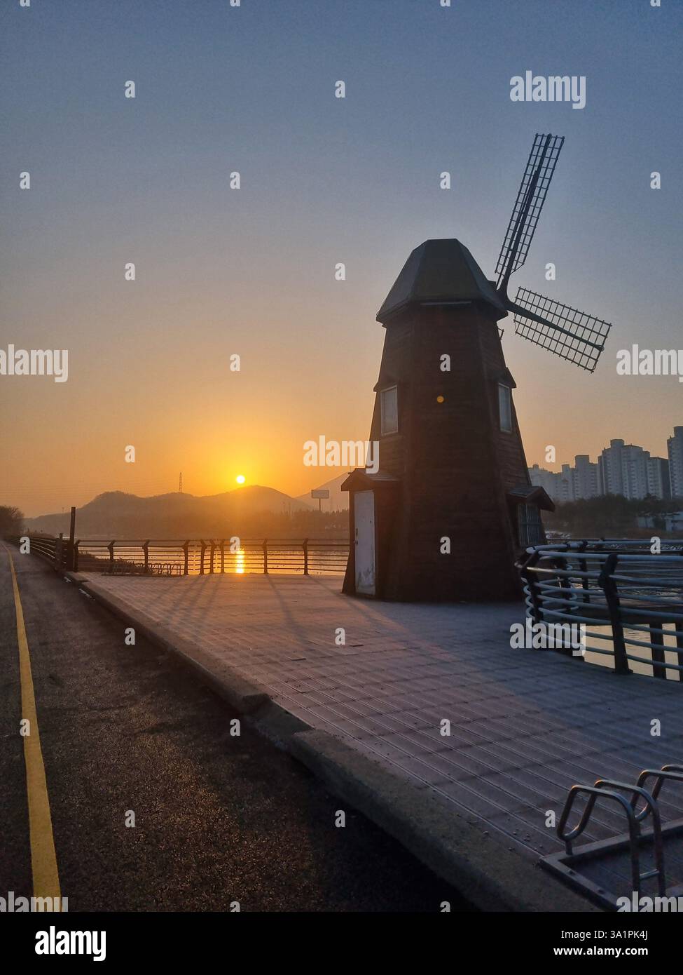 Windmill and sunrise - Smartphone Captured Stock Image