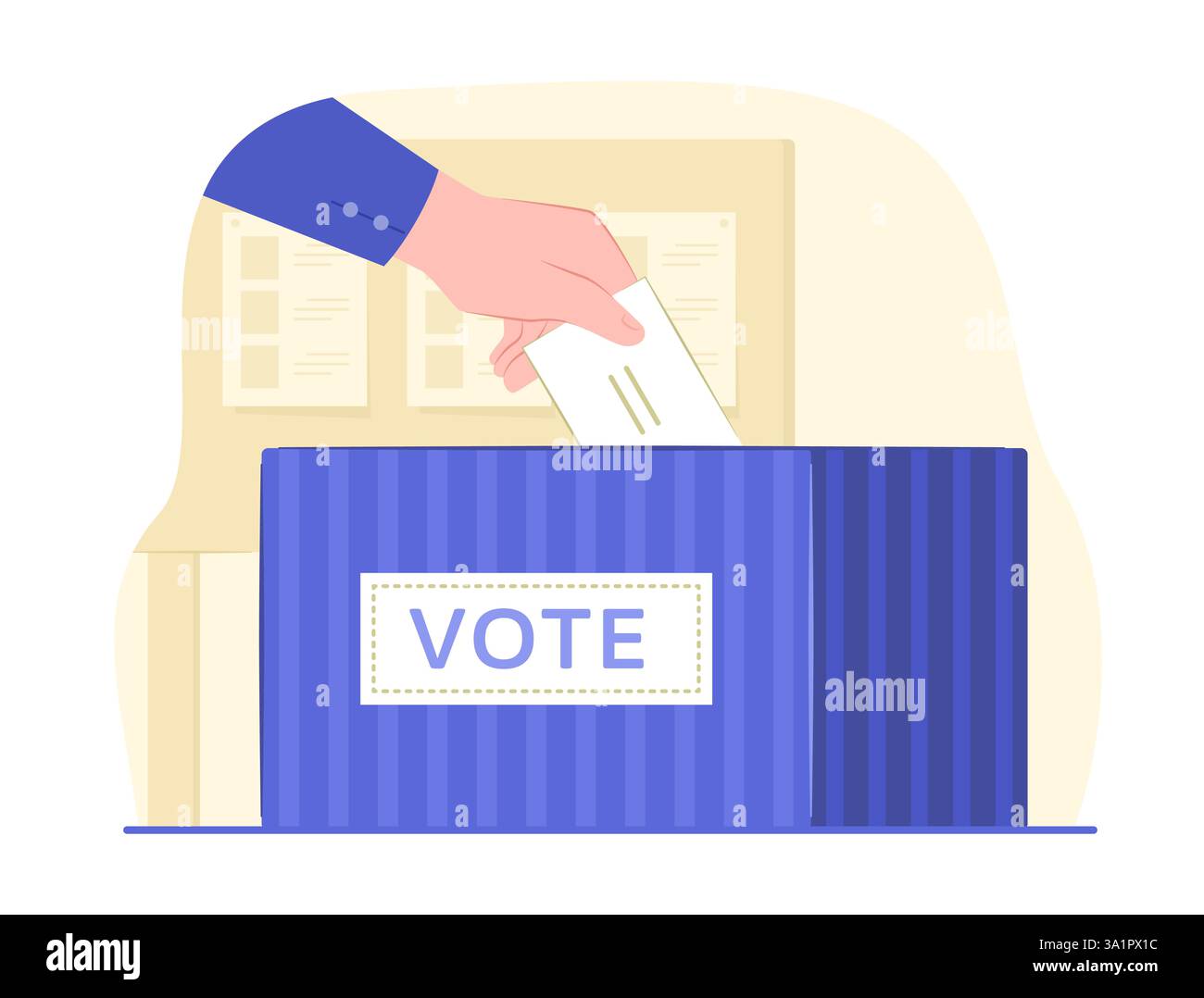 Human Hand Puts Ballot Into Voting Box For Election And Democracy Human Hand Puts Ballot Into Voting Box For Election And Democracy