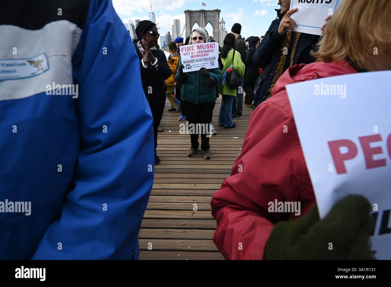 Civil Rights Protest Bridge People take part in a civil rights march across the Brooklyn Bridge in ...