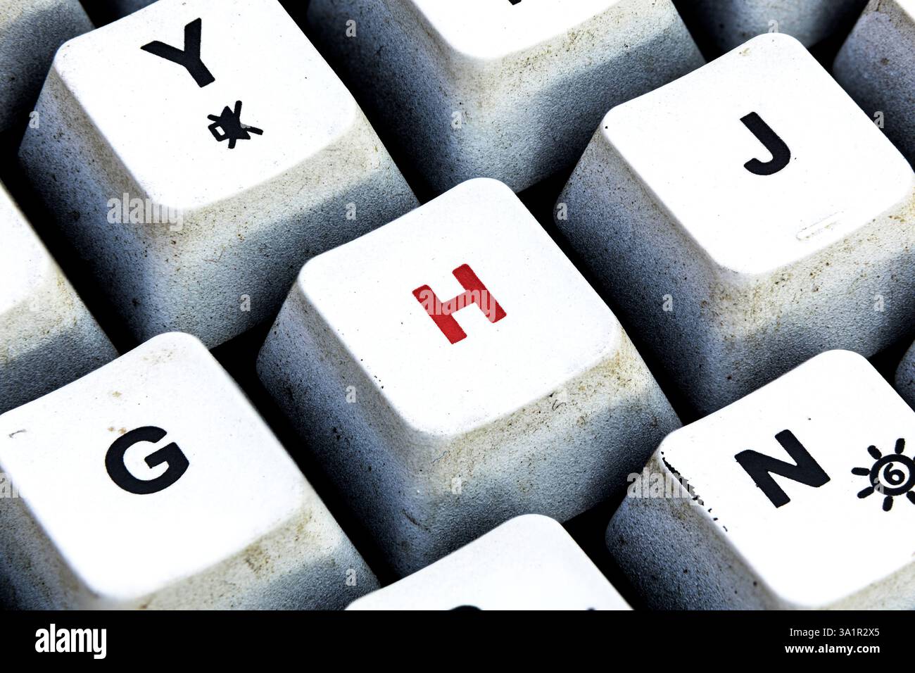 Retro Keyboard with H button in red color. H button keyboard in close ...
