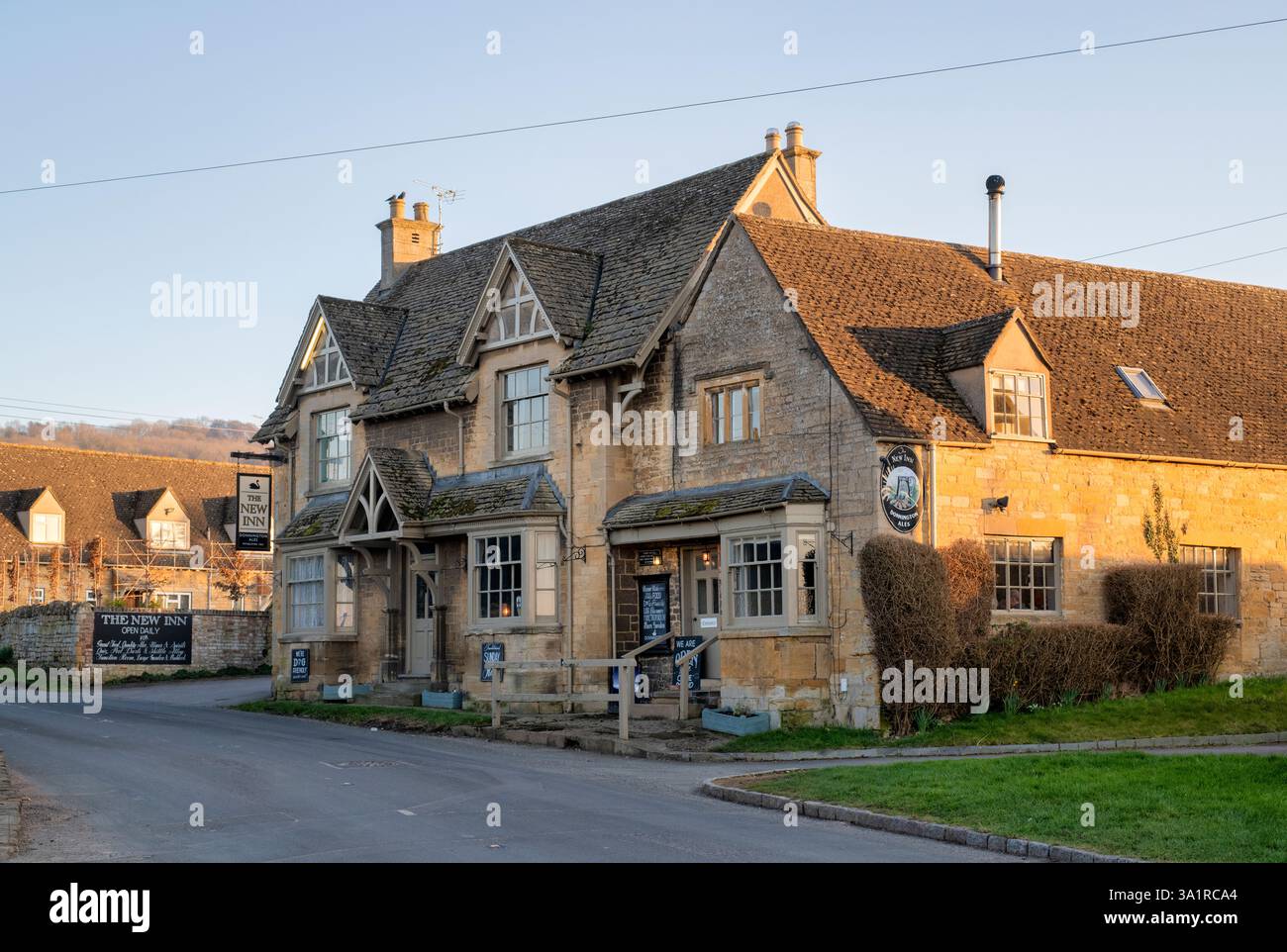 The New Inn at sunset. Willersey .Gloucestershire. Cotswolds. England. Stock Photo