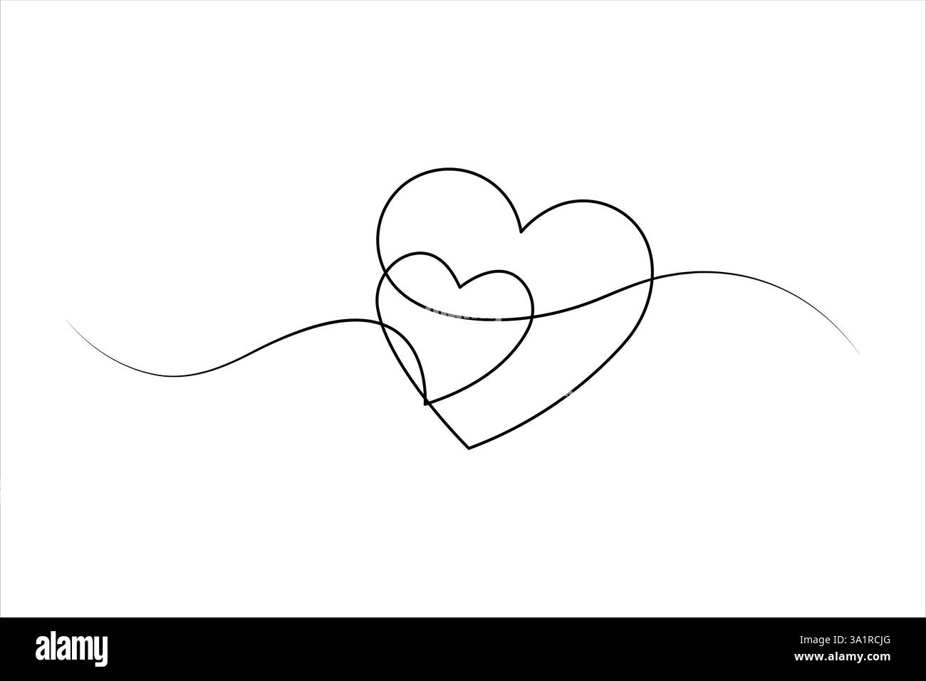 Continuous one line art drawing heart shape vector illustration of ...