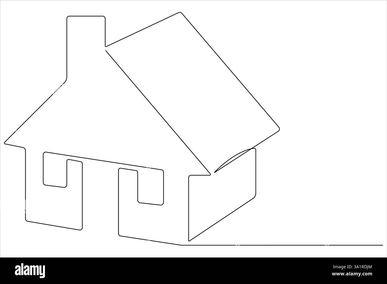 Continuous single line art drawing of a house vector with location ...