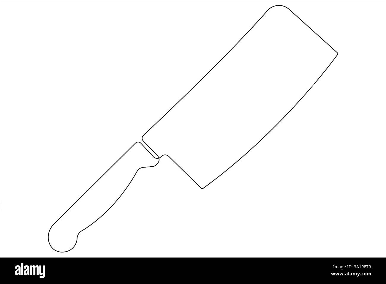 Vector illustration continuous one line art drawing of cleaver meat ...