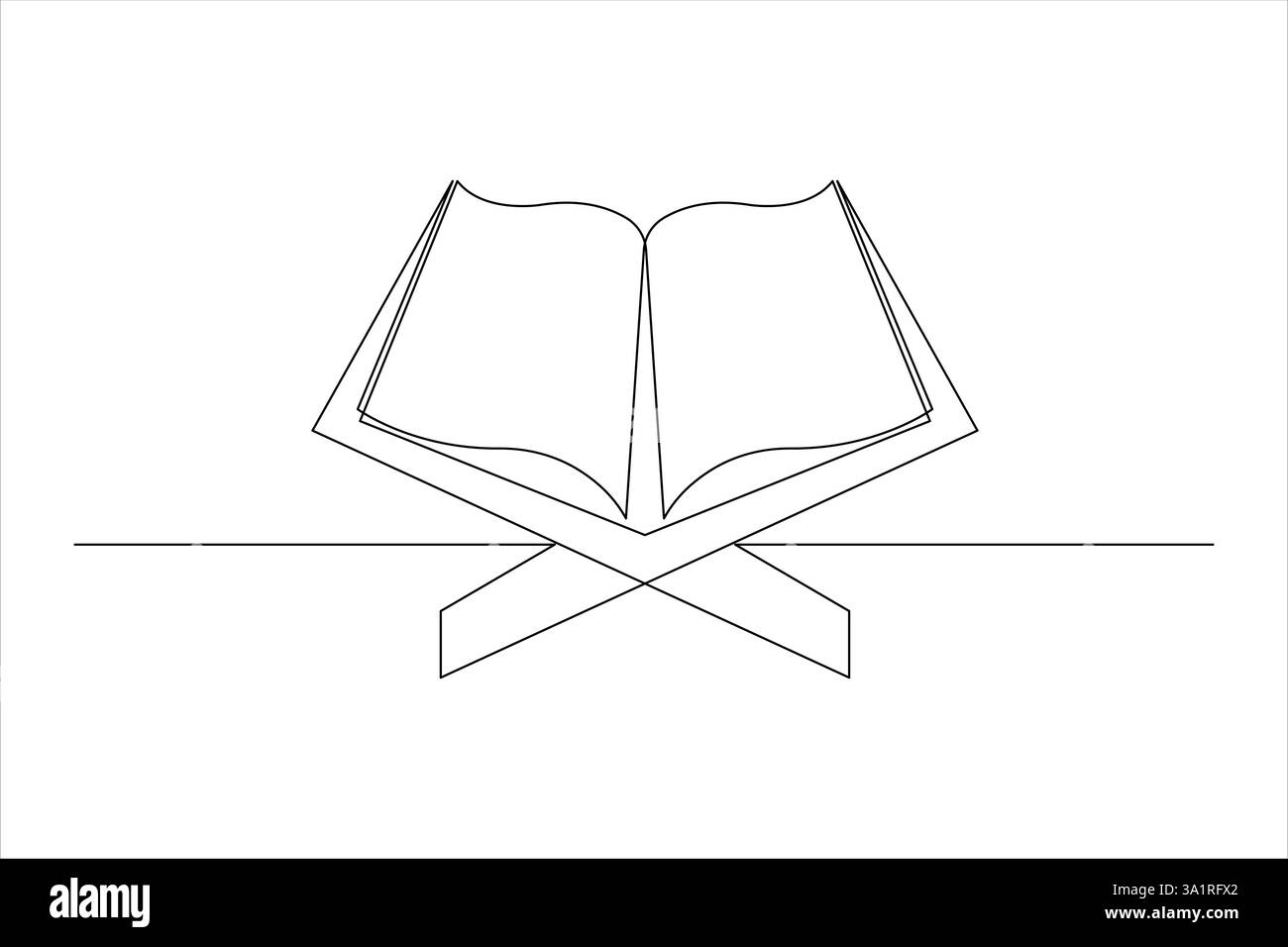 Continuous one line art drawing of open Quran Ramadan concept vector illustration Stock Vector