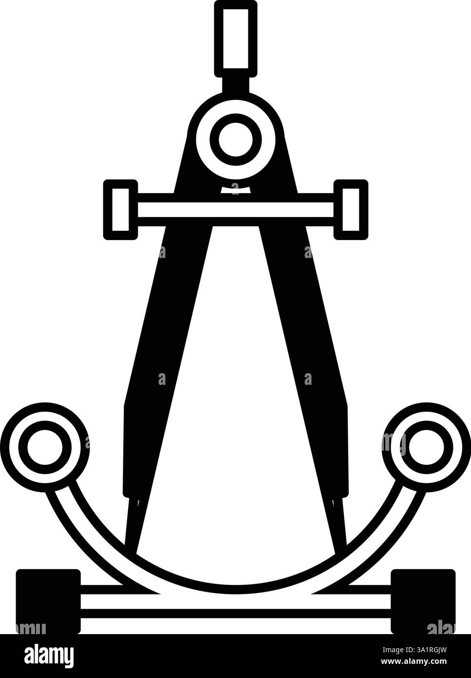 A black and white drawing of a compass. The compass is a tool used for ...