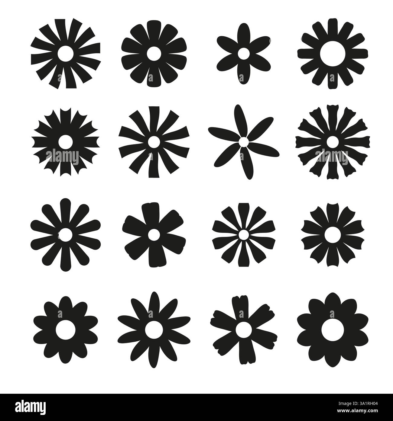 Abstract vector flowers silhouettes isolated Stock Vector