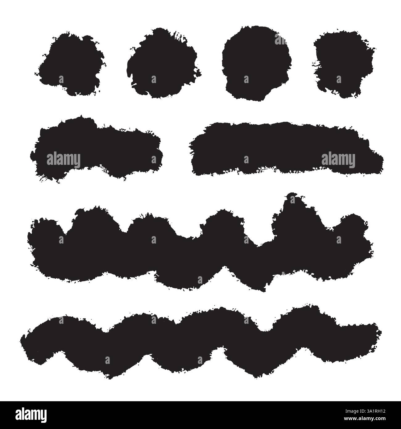 Grunge artistic brush strokes set. Stock Vector