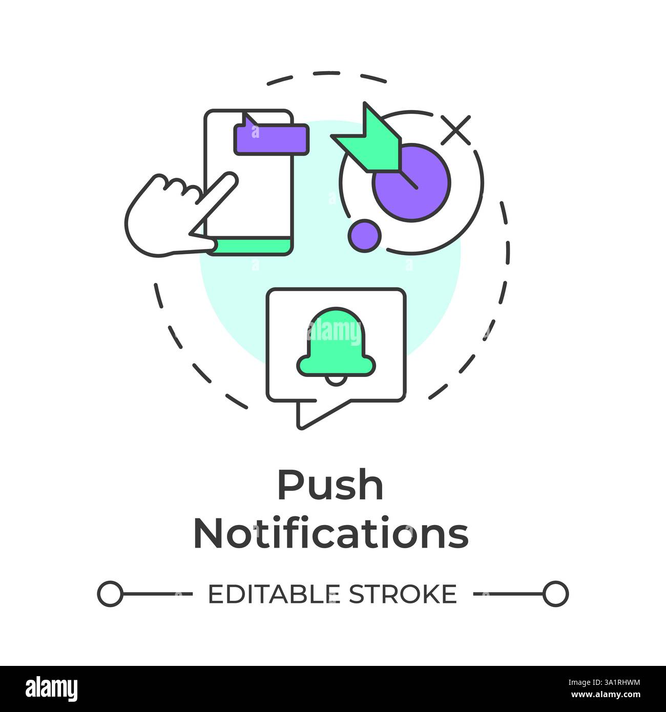 Push notifications multi color concept icon Stock Vector