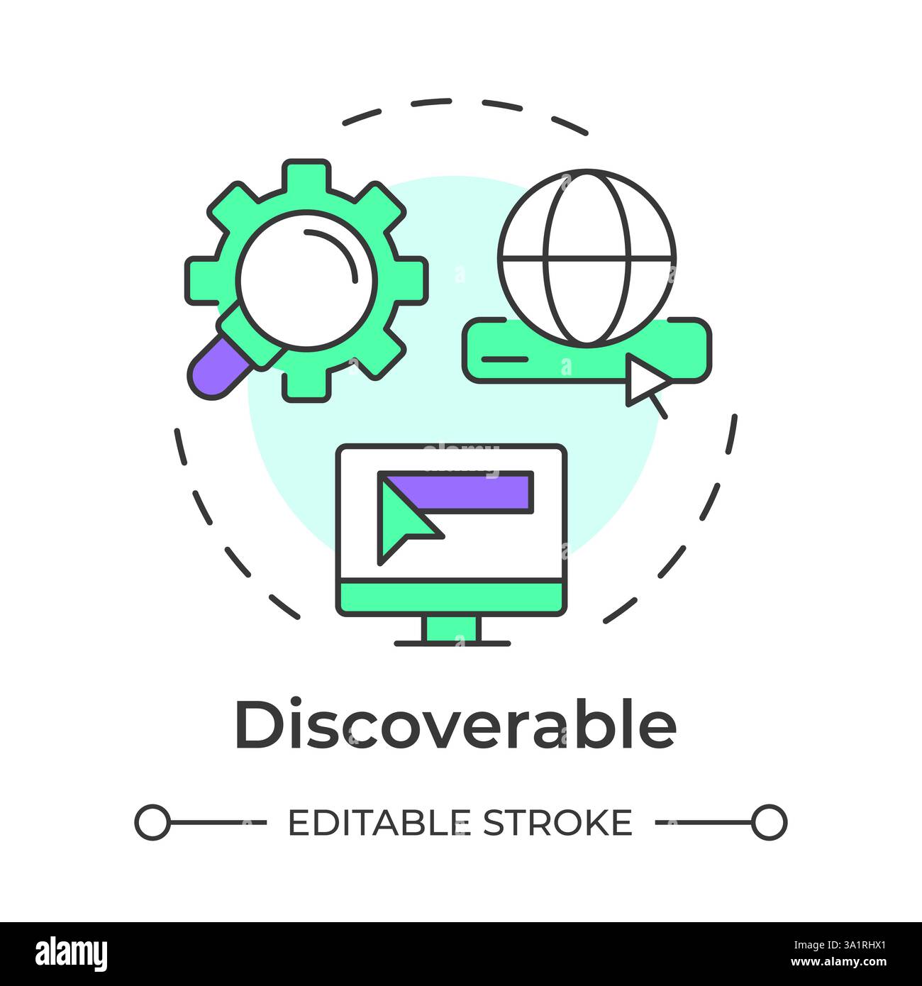 Discoverable multi color concept icon Stock Vector