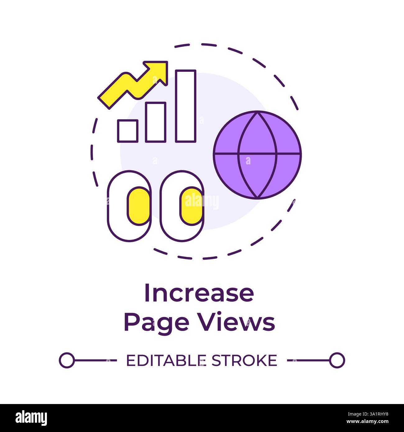 Increasing page views multi color concept icon Stock Vector