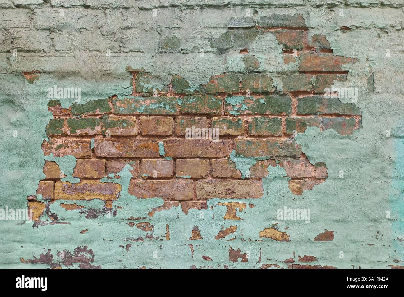 plastered painted brick wall abstract background Stock Photo