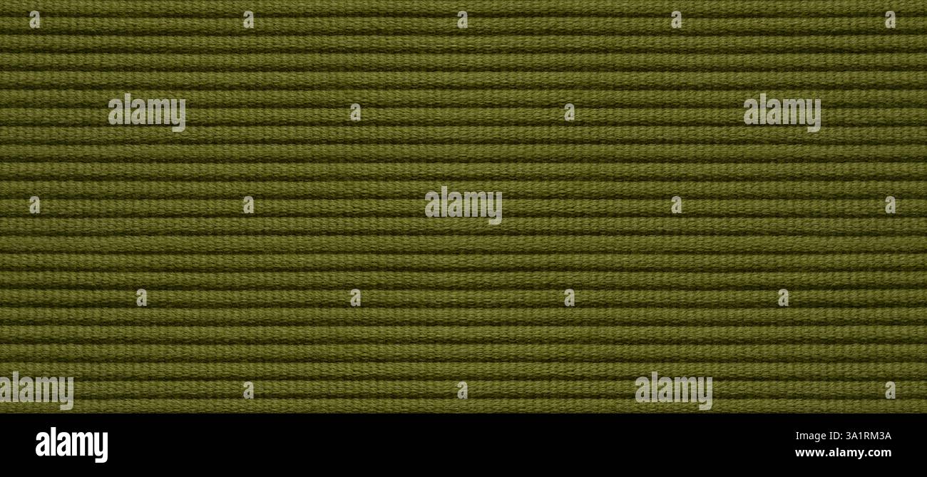 khaki green striped cotton fabric pattern Stock Photo