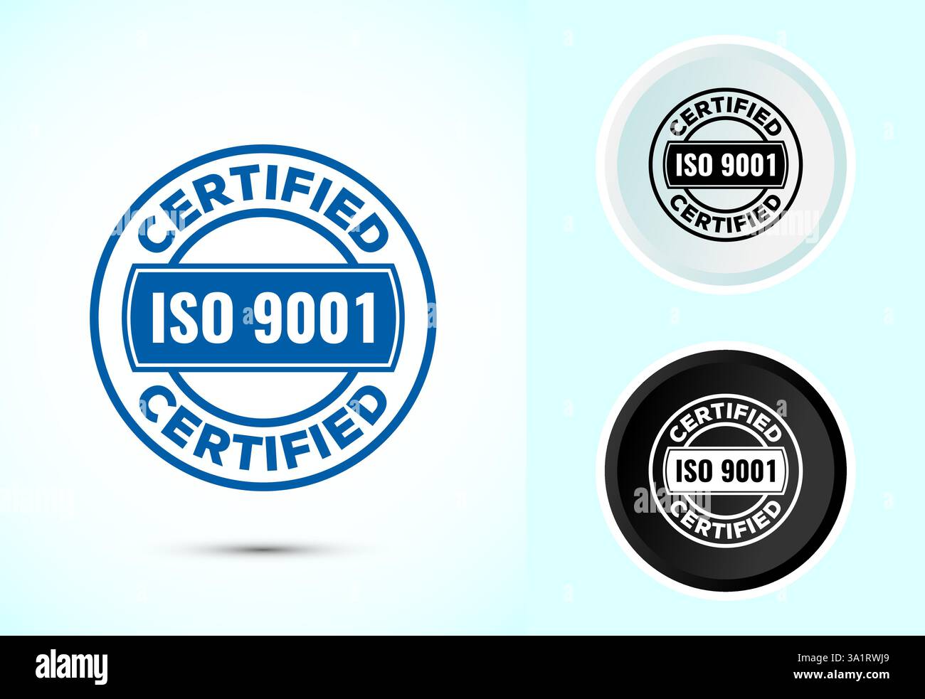 ISO 9001 certified icon design illustration, Standard quality label ...