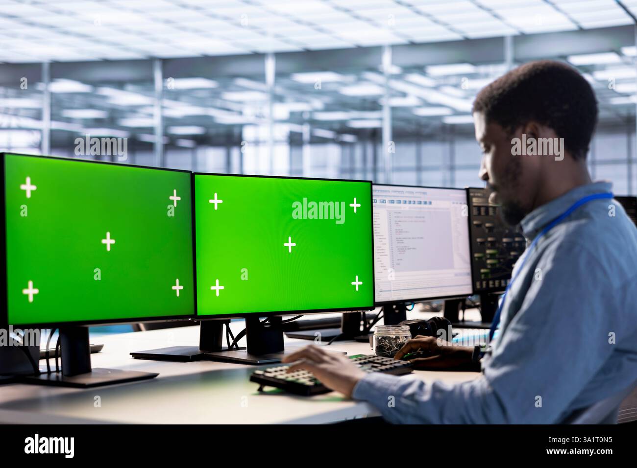 Computer Guard Hub Engineer in server hub ensuring data remains shielded from potential ...