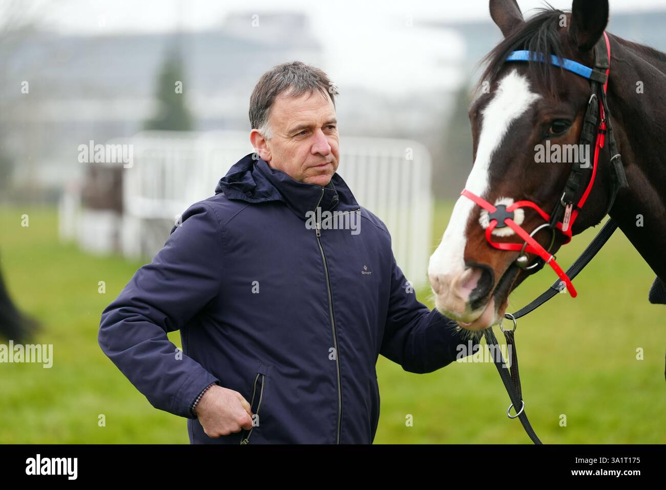 Trainer Henry de Bromhead on the gallops at Cheltenham Racecourse ...