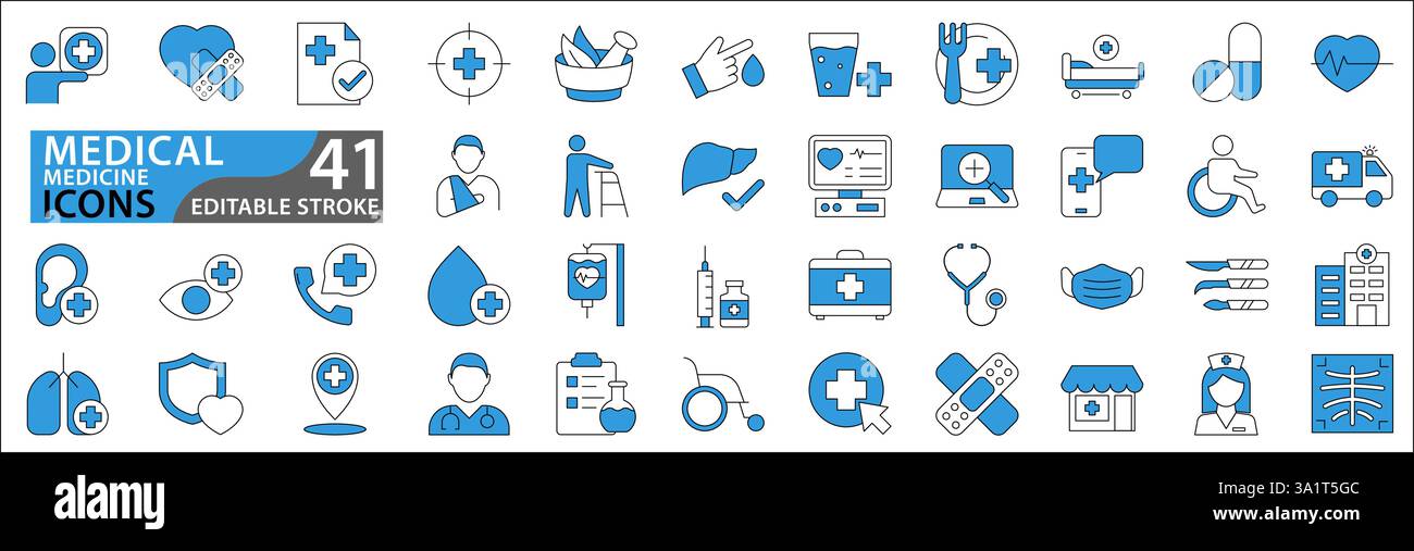 Medical icons. Medicine icon set. Containing doctor, medicine, hospital ...