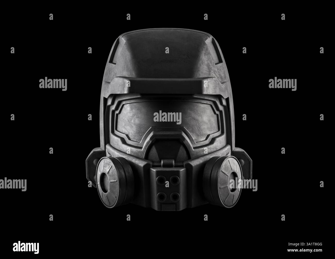 Special forces black helmet isolated on black background with clipping path Stock Photo