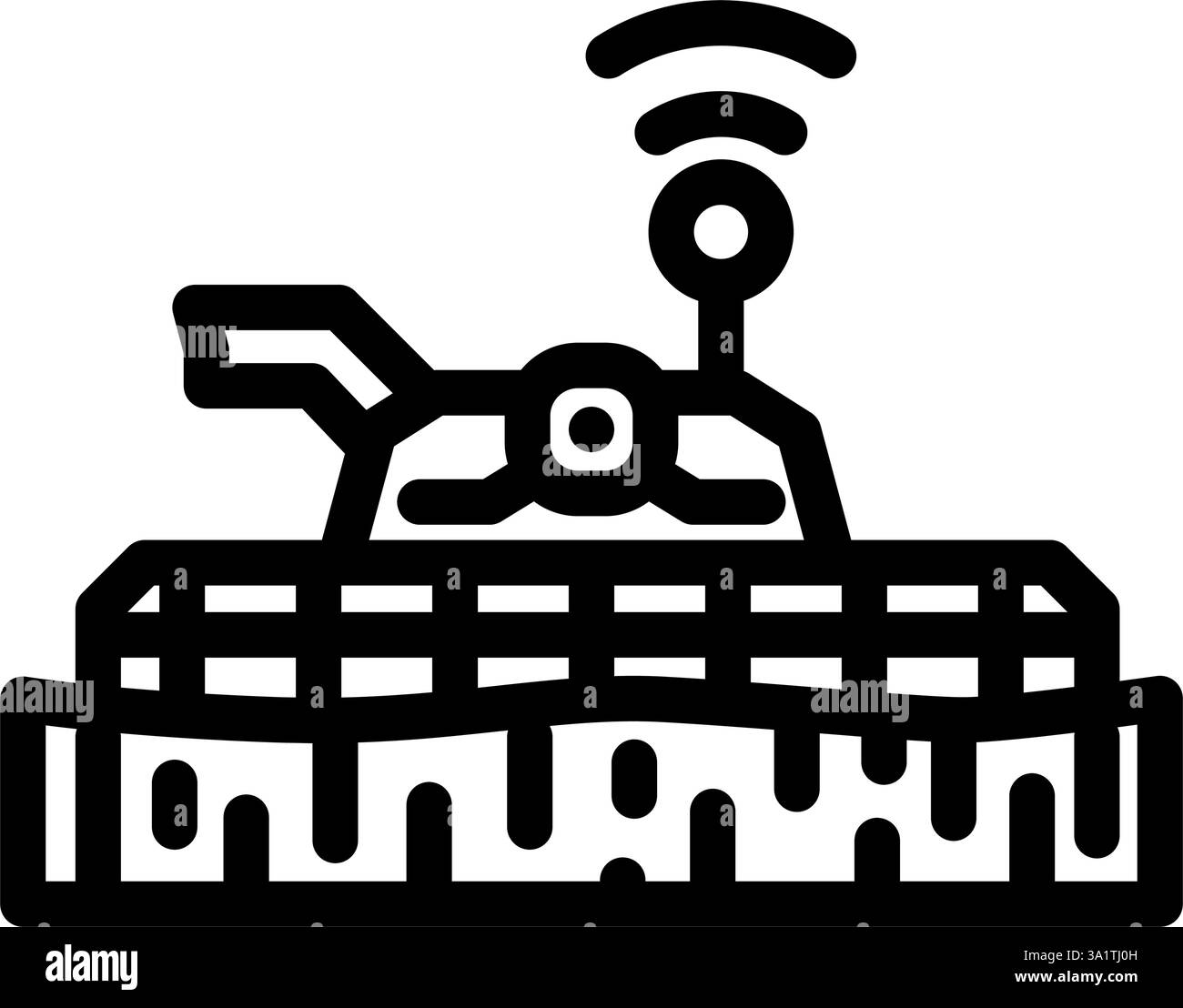 harvesting combine robot harvests line icon vector illustration Stock ...
