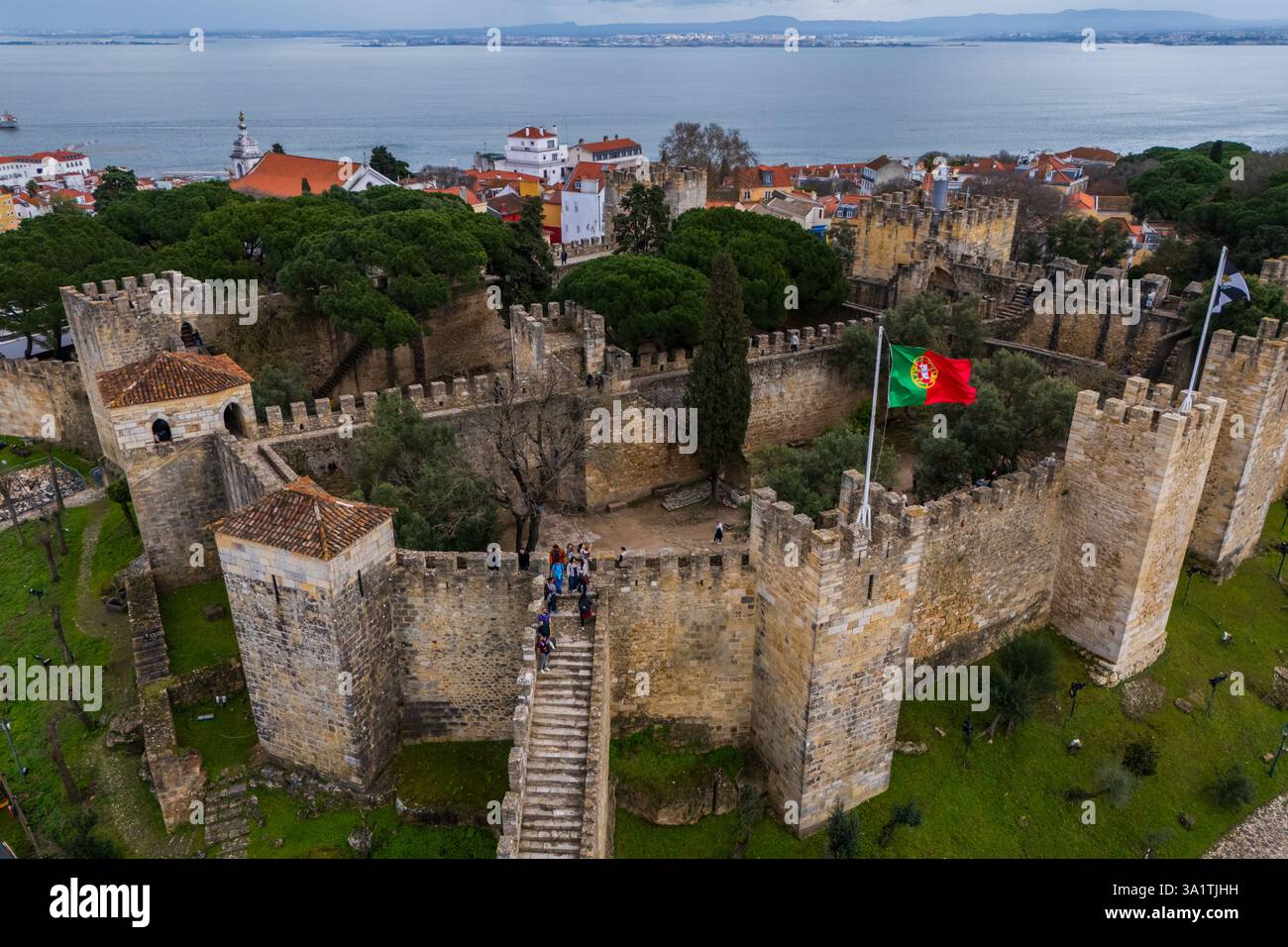 Aerial view of Sao Jorge Castle, known in English as Saint George's ...